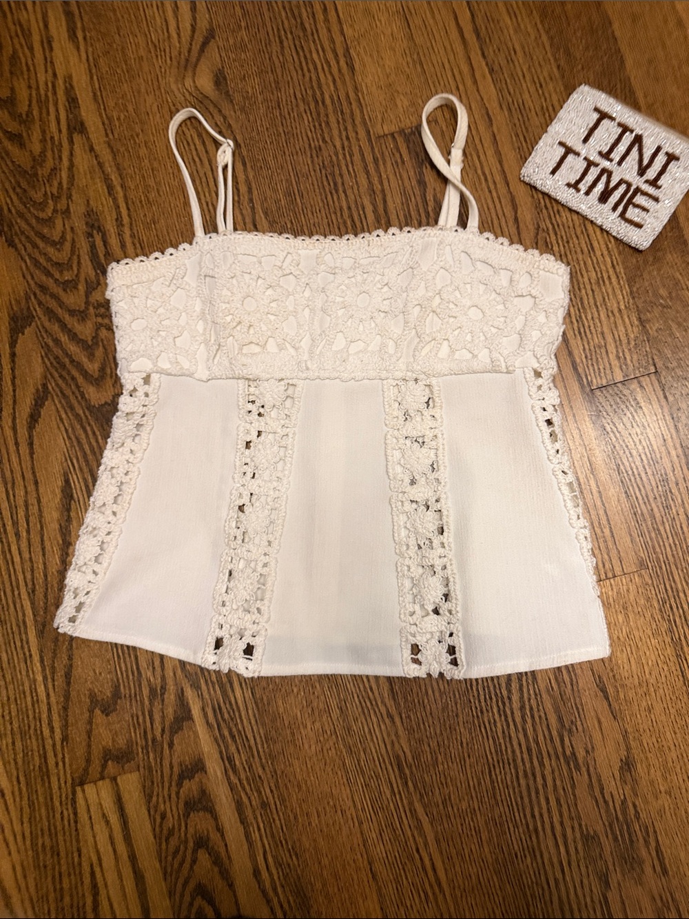 Crochet-Detail Ivory Camisole Top - Women
